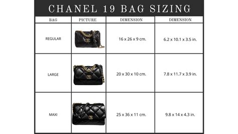 chanel 19 handbag sizes|chanel bag size chart.